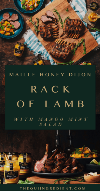 Maille Honey Dijon and Herb Crusted Rack of Lamb with Mango Mint Salad