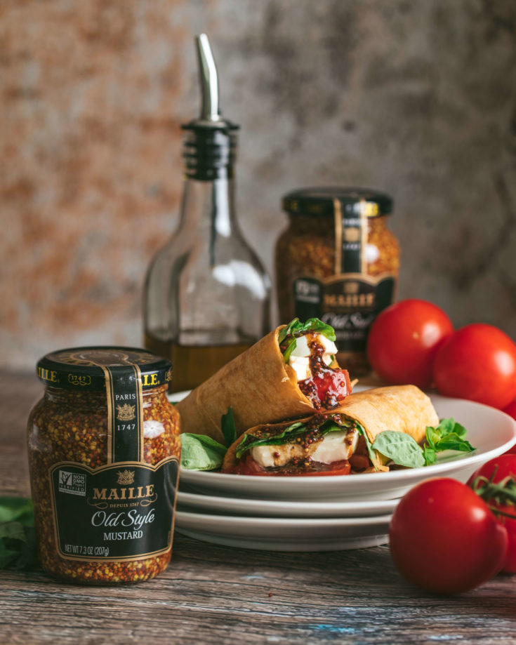 Caprese Salad Wraps with Maille Old Style and Balsamic Dressing